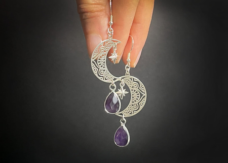 Kolczyki Luna z Ametystem