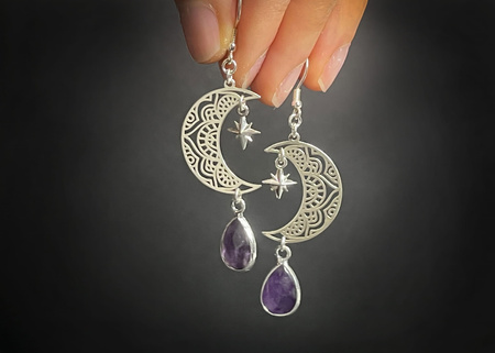 Kolczyki Luna z Ametystem
