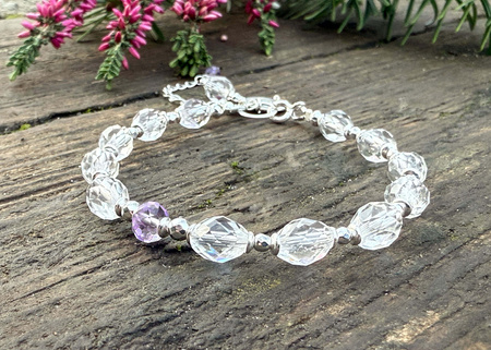 Bransoletka Kryształ Górski Ametyst – czystość intuicji
