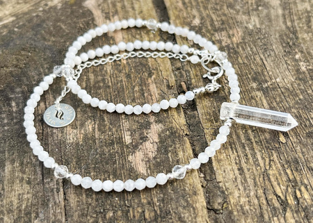 Naszyjnik Choker z Kamieniem Księżycowym i Kryształem Górskim