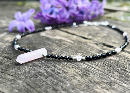 Naszyjnik z Czarnym Turmalinem i Różowym Kwarcem