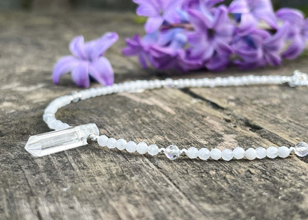 Naszyjnik Choker z Kamieniem Księżycowym i Kryształem Górskim