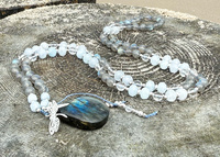 Naszyjnik Mala z labradorytu i akwamarynu