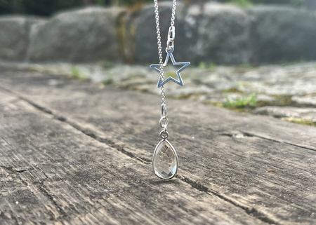 Naszyjnik krawatka z Kryształem Górskim