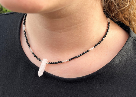 Naszyjnik z Czarnym Turmalinem i Różowym Kwarcem