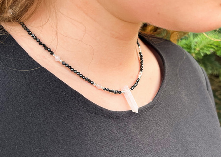 Naszyjnik z Czarnym Turmalinem i Różowym Kwarcem
