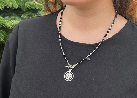 Naszyjnik z Czarnym Turmalinem i Ametystem – Drzewo Życia