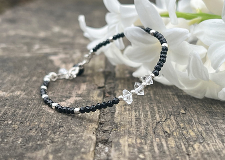 Bransoletka z Turmalinem i Diamentem Herkimer