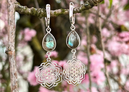 Kolczyki z Labradorytem - Mandala