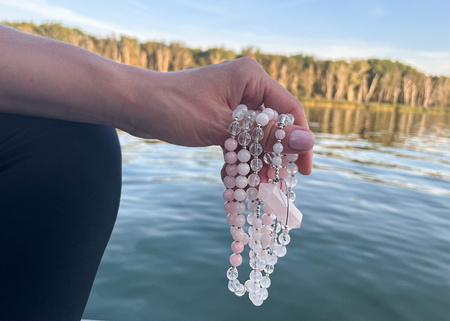 Mala do medytacji z Kwarcem Różowym i Kryształem Górskim