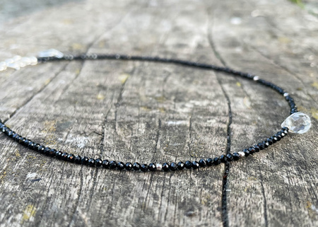 Naszyjnik z Czarnym Turmalinem i Kryształem - Niebo i Ziemia