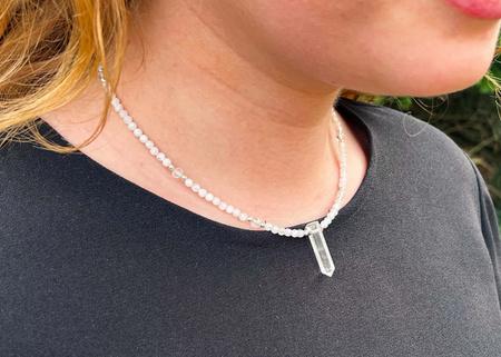 Naszyjnik Choker z Kamieniem Księżycowym i Kryształem Górskim