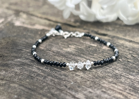 Bransoletka z Turmalinem i Diamentem Herkimer