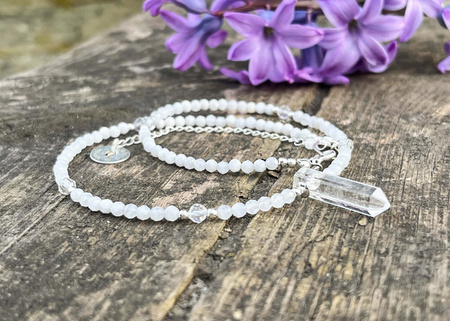 Naszyjnik Choker z Kamieniem Księżycowym i Kryształem Górskim