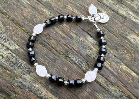 Bransoletka Czarny Turmalin Kwarc Różowy – ochrona i miłość serca