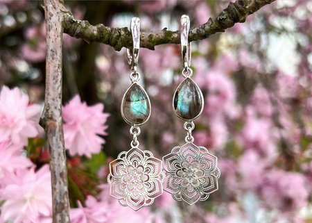 Kolczyki z Labradorytem - Mandala