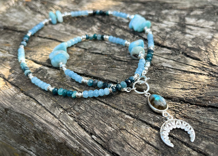 Naszyjnik Turmalin i Larimar - Lunula