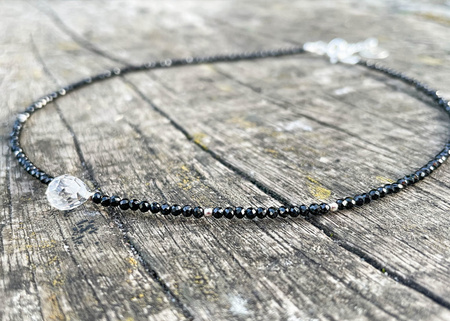 Naszyjnik z Czarnym Turmalinem i Kryształem - Niebo i Ziemia