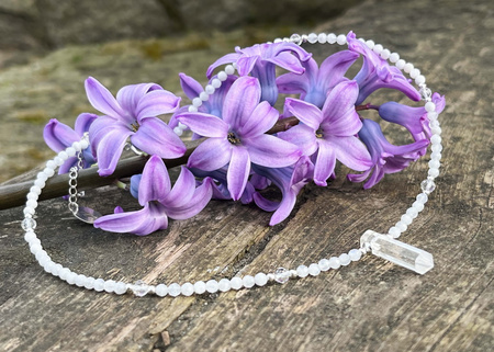 Naszyjnik Choker z Kamieniem Księżycowym i Kryształem Górskim