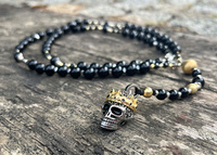 Naszyjnik Męski typu różaniec z Onyksu i Hematytu