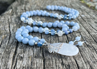 Mala z Akwamaryny i Kyanitu do Medytacji